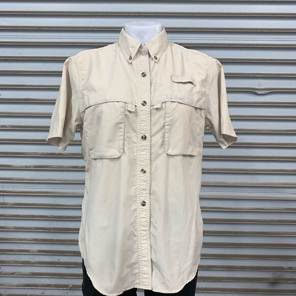 LL Bean vented button up short sleeve top - Picture 1 of 6